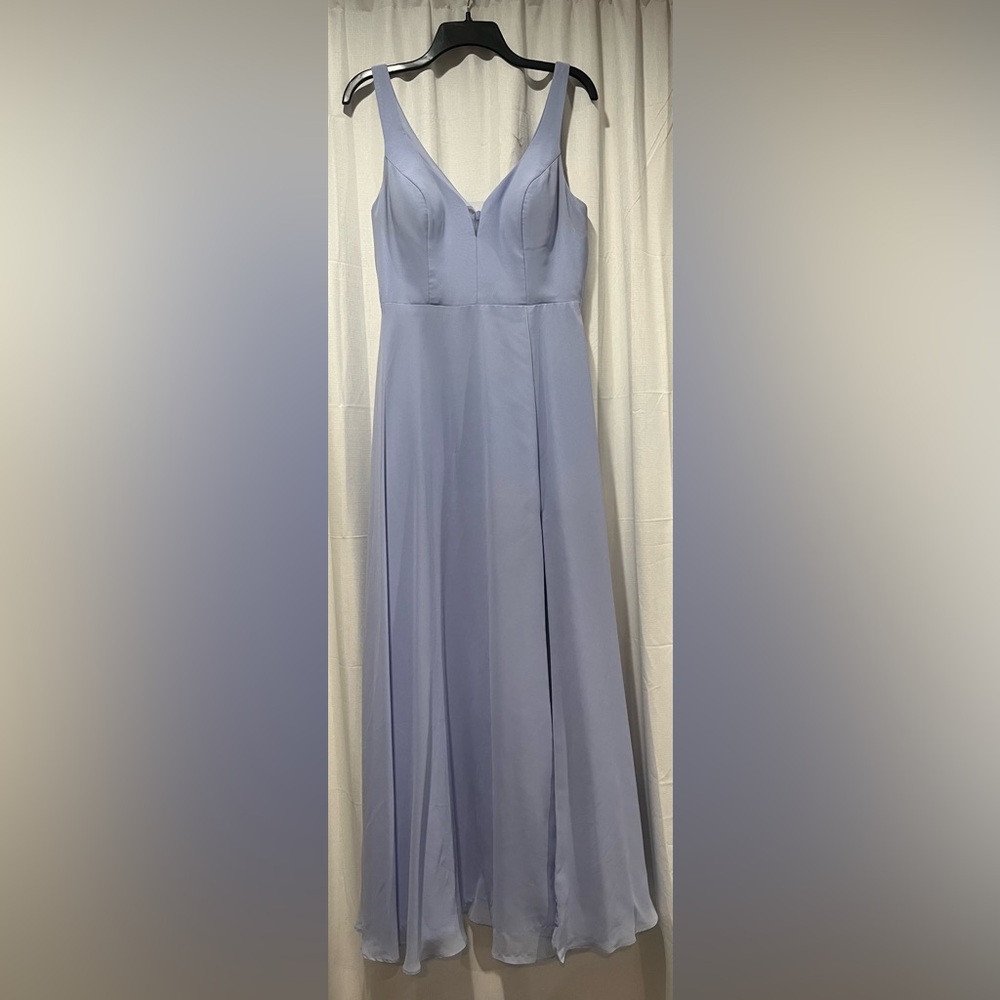 Azazie Lavender V-Neck Chiffon A-Line Wedding Dress